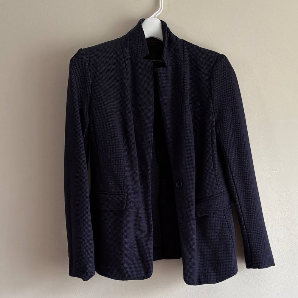 Banana Republic Navy Stand-Collar Blazer
